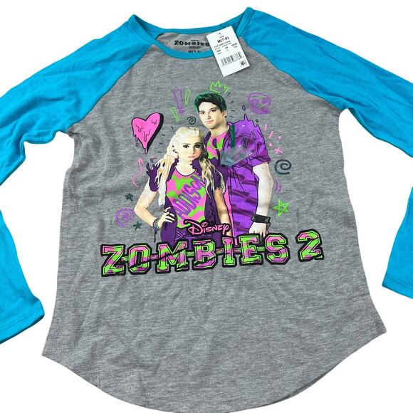 Disney Zombies 2 Girls' Gray Long Sleeve Graphic T-Shirt - Size Medium - NWT - Picture 1 of 6